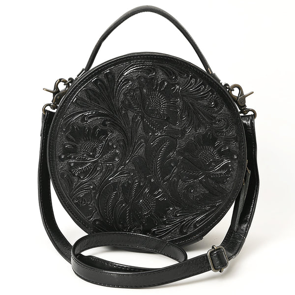 ADBG1300 American Darling Western Leather Canteen Bag with Hand-Tooled Floral Detailing