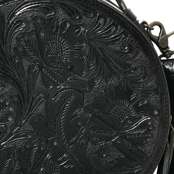 ADBG1300 American Darling Western Leather Canteen Bag with Hand-Tooled Floral Detailing