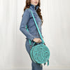 ADBG1300 American Darling Western Leather Canteen Bag with Hand-Tooled Floral Detailing
