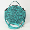 ADBG1300 American Darling Western Leather Canteen Bag with Hand-Tooled Floral Detailing