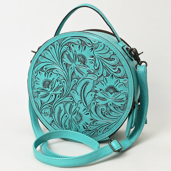 ADBG1300 American Darling Western Leather Canteen Bag with Hand-Tooled Floral Detailing
