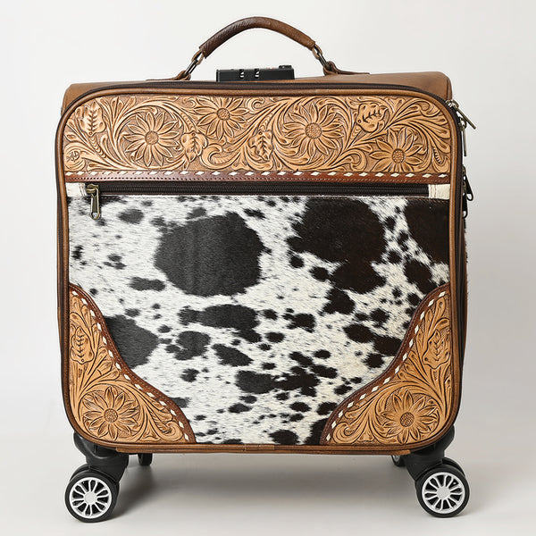 ADBG1296 American Darling Hair-On Cowhide Western Trolley Bag - Genuine Leather Hand-Tooled Luggage