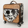 ADBG1296 American Darling Hair-On Cowhide Western Trolley Bag - Genuine Leather Hand-Tooled Luggage