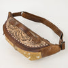 ADBG1302 American Darling Hair On Cowhide Fanny Bag -Hand-Tooled Leather Belt Bag
