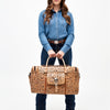 ADBG1305 American Darling Hand Tooled Leather Duffel Bag -Floral Travel Carryall