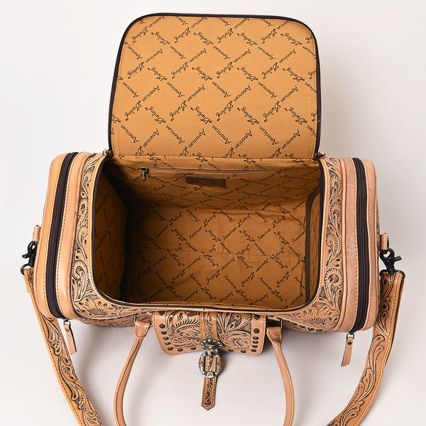 ADBG1305 American Darling Hand Tooled Leather Duffel Bag -Floral Travel Carryall