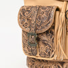 ADBG1306 American Darling Hand Tooled Leather Backpack -Floral Carved Travel Bag