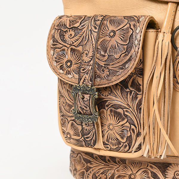 ADBG1306 American Darling Hand Tooled Leather Backpack -Floral Carved Travel Bag