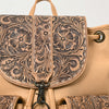 ADBG1306 American Darling Hand Tooled Leather Backpack -Floral Carved Travel Bag