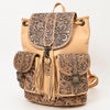 ADBG1306 American Darling Hand Tooled Leather Backpack -Floral Carved Travel Bag