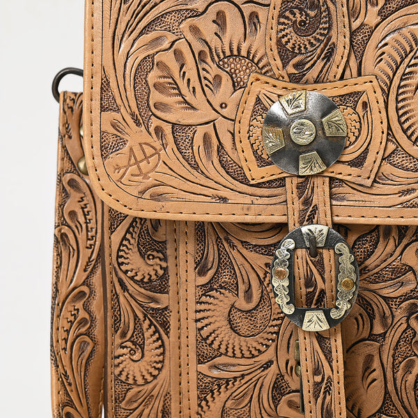 ADBG1307 American Darling Tooled Leather Briefcase -Floral Carved Messenger Bag