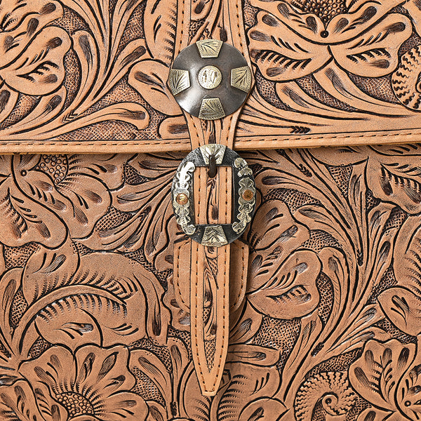 ADBG1308 American Darling Hand Tooled Leather Briefcase -Floral Carved Laptop Bag