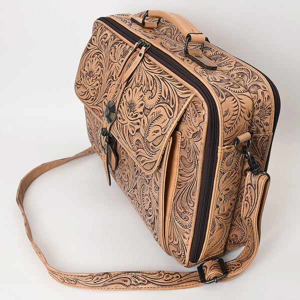 ADBG1308 American Darling Hand Tooled Leather Briefcase -Floral Carved Laptop Bag