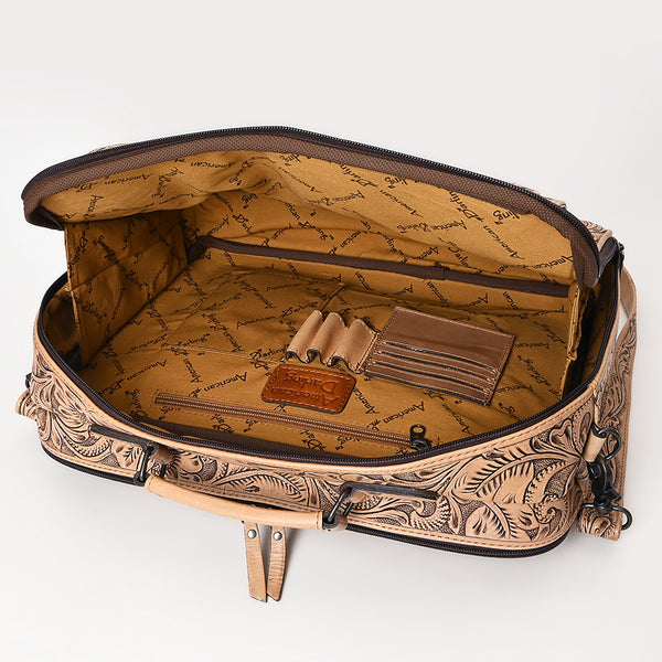 ADBG1308 American Darling Hand Tooled Leather Briefcase -Floral Carved Laptop Bag