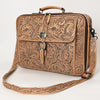 ADBG1308 American Darling Hand Tooled Leather Briefcase -Floral Carved Laptop Bag