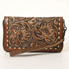 ADBG1309 American Darling Tooled Leather Wallet -Floral Buckstitch Wristlet
