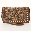 ADBG1309 American Darling Tooled Leather Wallet -Floral Buckstitch Wristlet