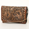 ADBG1309 American Darling Tooled Leather Wallet -Floral Buckstitch Wristlet