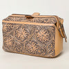 ADBG1312 American Darling Hand-Tooled Leather Jewelry Case -Western Vanity Bag