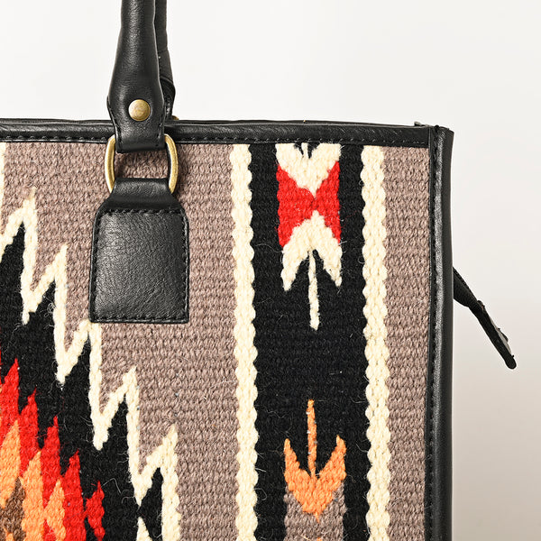 ADBGA464 American Darling Hand Woven Saddle Blanket & Leather Western Tote Bag