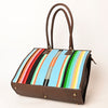 ADBGA464 American Darling Hand Woven Saddle Blanket & Leather Western Tote Bag