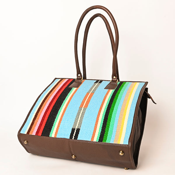 ADBGA464 American Darling Hand Woven Saddle Blanket & Leather Western Tote Bag