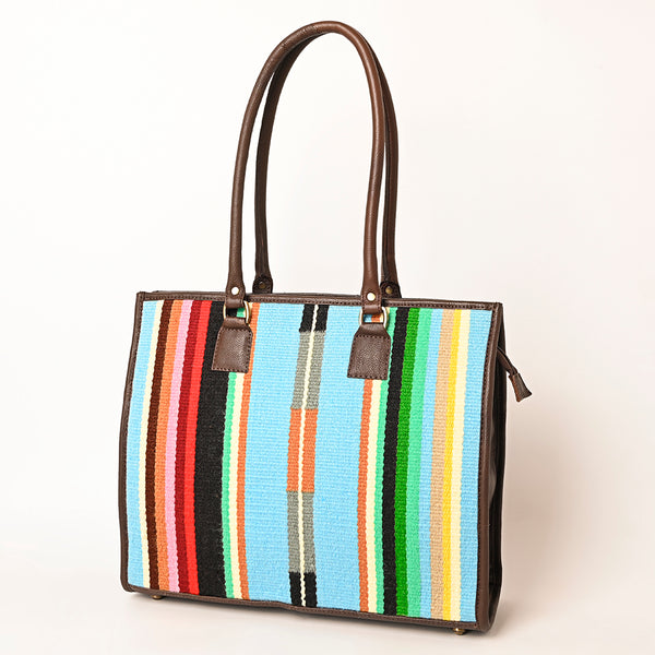 ADBGA464 American Darling Hand Woven Saddle Blanket & Leather Western Tote Bag