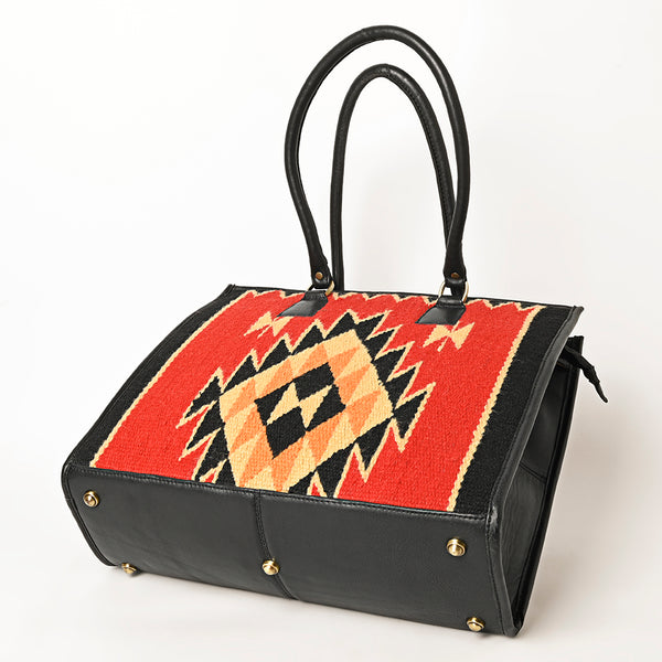 ADBGA464 American Darling Hand Woven Saddle Blanket & Leather Western Tote Bag