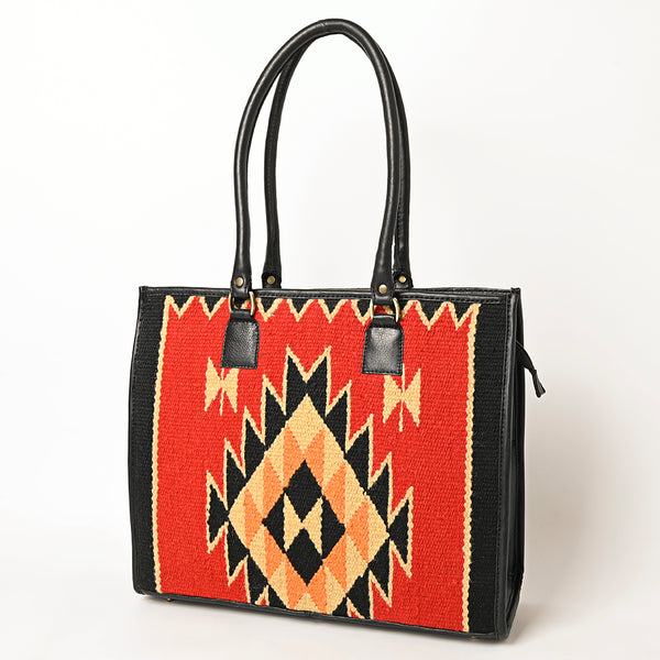 ADBGA464 American Darling Hand Woven Saddle Blanket & Leather Western Tote Bag
