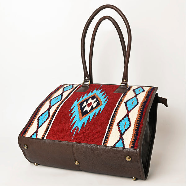 ADBGA464 American Darling Hand Woven Saddle Blanket & Leather Western Tote Bag