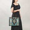 ADBGA464 American Darling Hand Woven Saddle Blanket & Leather Western Tote Bag