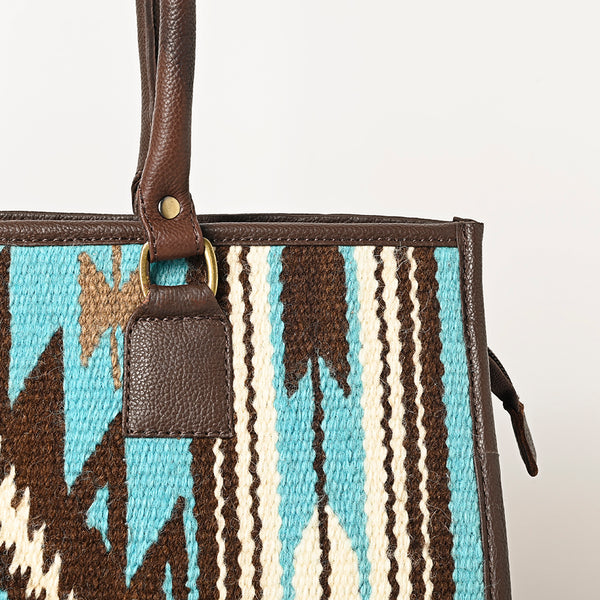 ADBGA464 American Darling Hand Woven Saddle Blanket & Leather Western Tote Bag