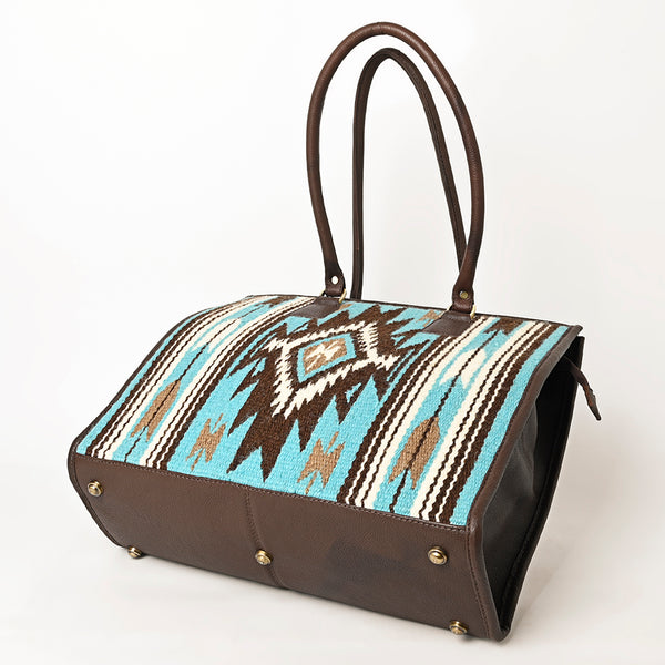 ADBGA464 American Darling Hand Woven Saddle Blanket & Leather Western Tote Bag