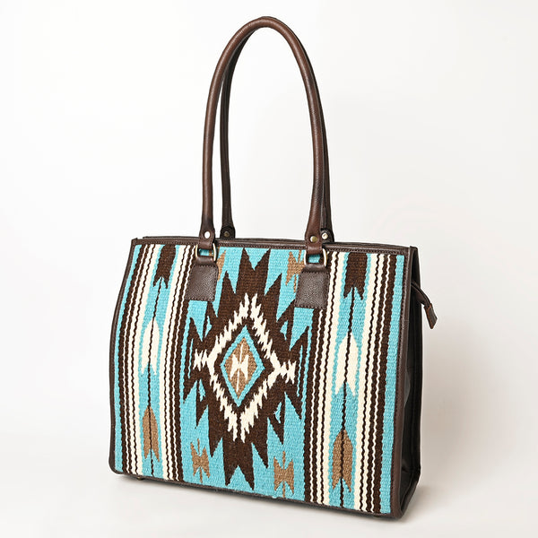 ADBGA464 American Darling Hand Woven Saddle Blanket & Leather Western Tote Bag