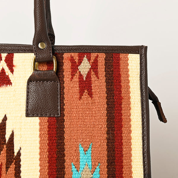 ADBGA464 American Darling Hand Woven Saddle Blanket & Leather Western Tote Bag