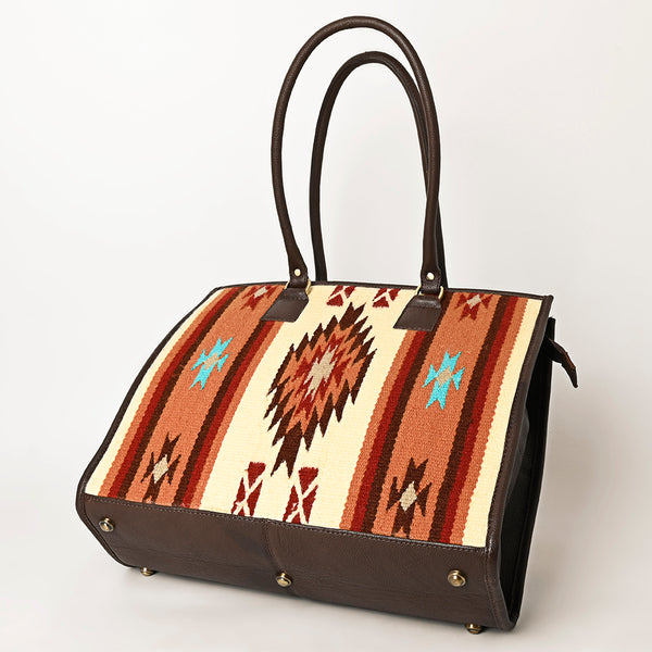 ADBGA464 American Darling Hand Woven Saddle Blanket & Leather Western Tote Bag