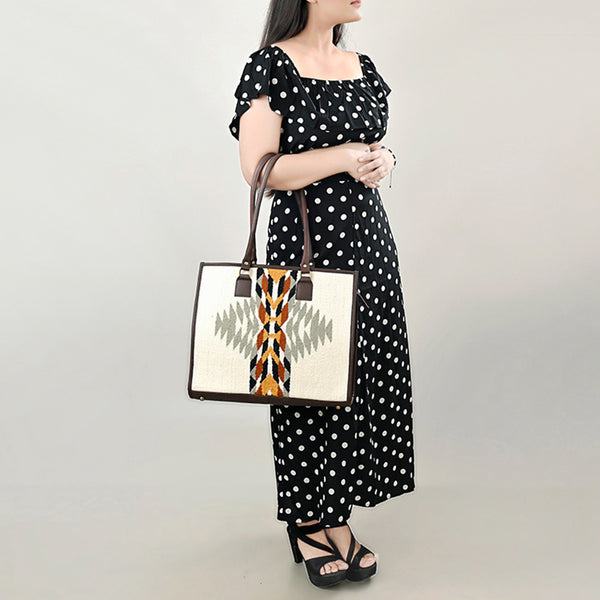 ADBGA464 American Darling Hand Woven Saddle Blanket & Leather Western Tote Bag