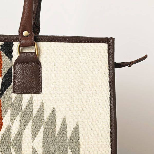 ADBGA464 American Darling Hand Woven Saddle Blanket & Leather Western Tote Bag