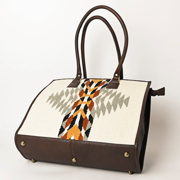 ADBGA464 American Darling Hand Woven Saddle Blanket & Leather Western Tote Bag