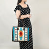 ADBGA464 American Darling Hand Woven Saddle Blanket & Leather Western Tote Bag