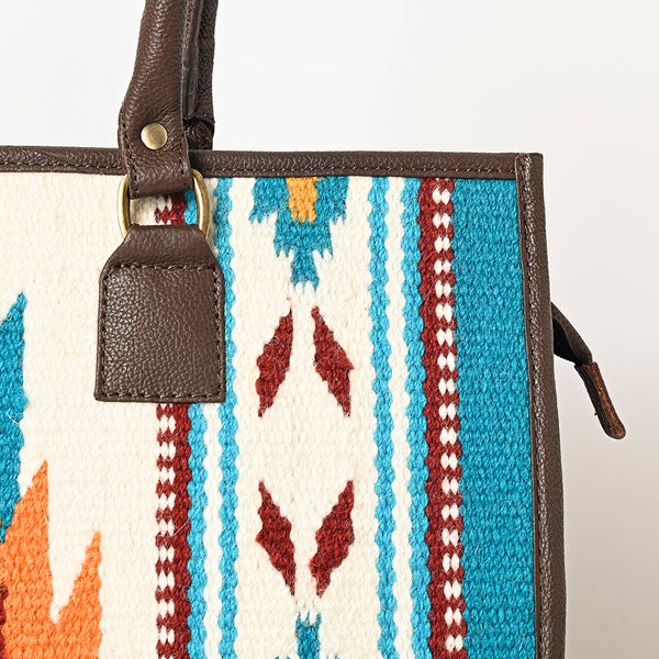 ADBGA464 American Darling Hand Woven Saddle Blanket & Leather Western Tote Bag