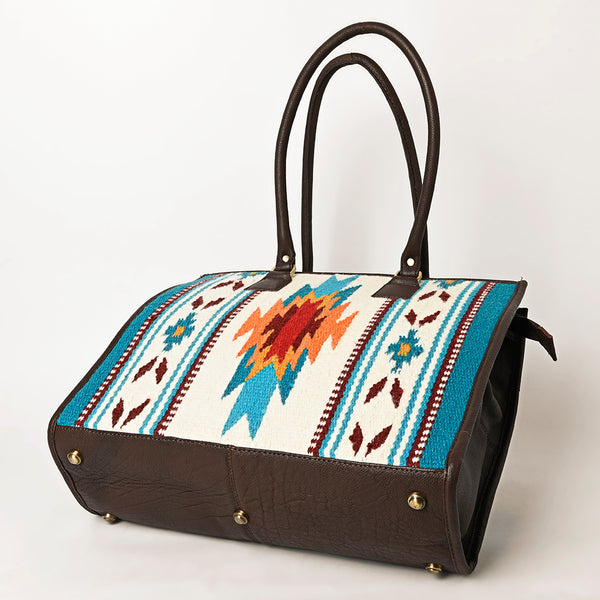 ADBGA464 American Darling Hand Woven Saddle Blanket & Leather Western Tote Bag