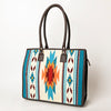 ADBGA464 American Darling Hand Woven Saddle Blanket & Leather Western Tote Bag