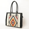 ADBGA464 American Darling Hand Woven Saddle Blanket & Leather Western Tote Bag
