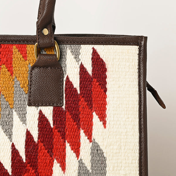 ADBGA464 American Darling Hand Woven Saddle Blanket & Leather Western Tote Bag