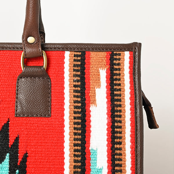 ADBGA464 American Darling Hand Woven Saddle Blanket & Leather Western Tote Bag