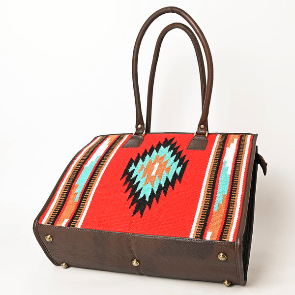 ADBGA464 American Darling Hand Woven Saddle Blanket & Leather Western Tote Bag