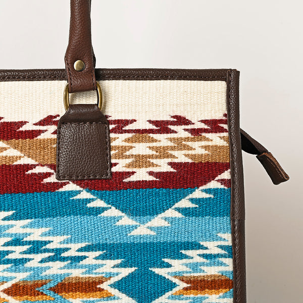 ADBGA464 American Darling Hand Woven Saddle Blanket & Leather Western Tote Bag