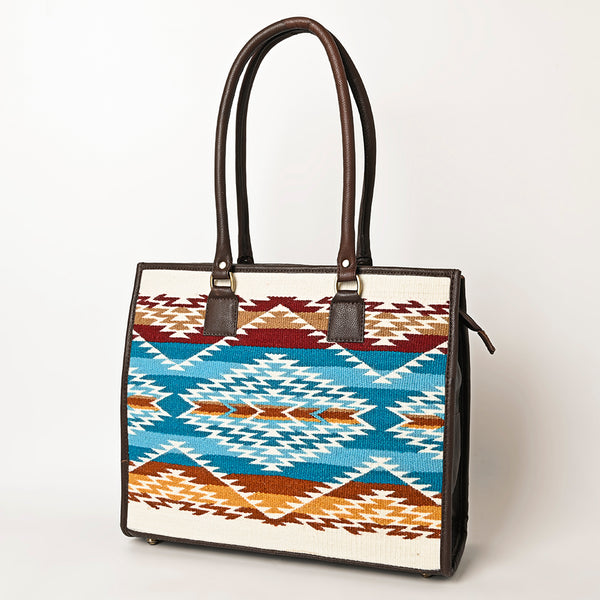 ADBGA464 American Darling Hand Woven Saddle Blanket & Leather Western Tote Bag