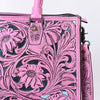 ADBG1314 American Darling Pink Hand-Tooled Leather Tote -Floral Carved Handbag